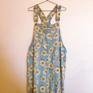 American Eagle Sunflower Denim Overall Dress